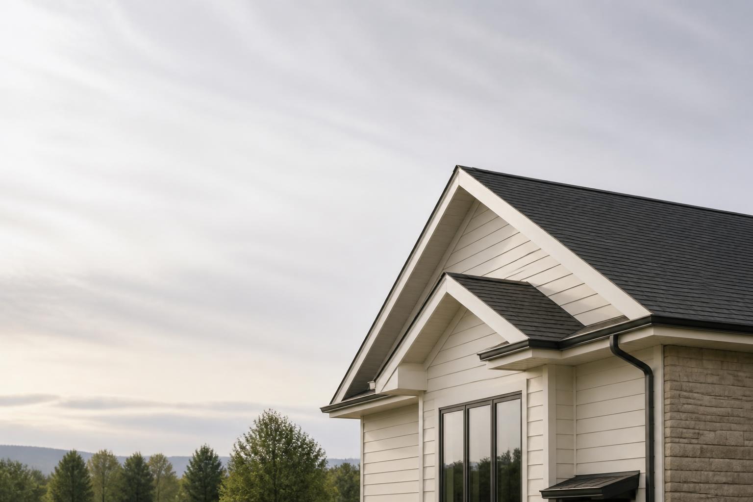 Clean finished roofline with open space for text overlay